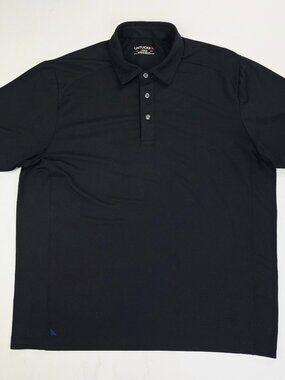 Untuckit Size Large Mens Black Short Sleeve Polyester Elastane Blue Logo Polo